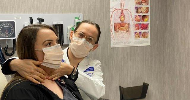 Endocrinology services doctor helping patient