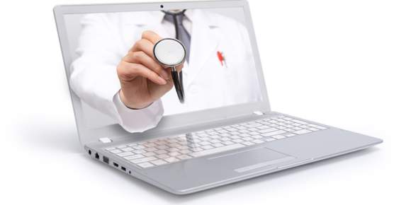 laptop with stethoscope